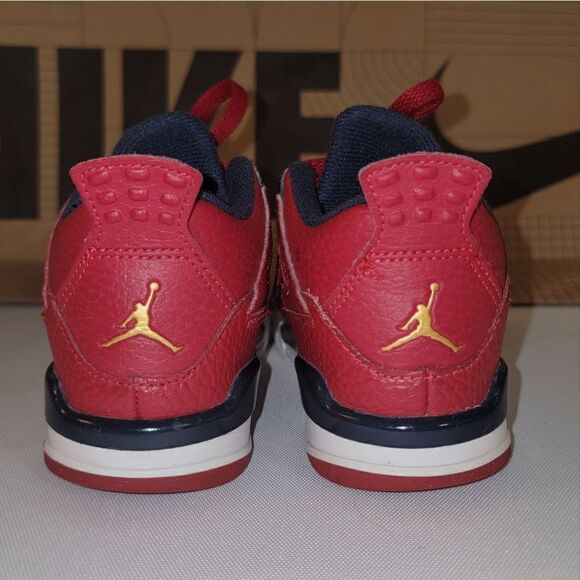 AIR JORDAN 4 RETRO SE 'FIBA' Gym Red White Metallic Gold Obsidian TD Size 9c - Picture 9 of 16